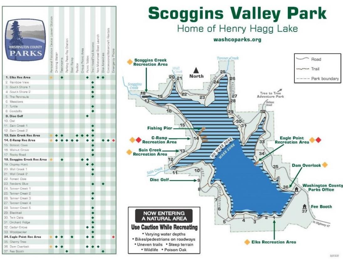 Detailed Map of Hagg Lake: Trails, Recreation Areas & Facilities